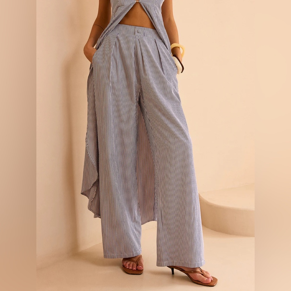 Commense Striped Long Cami Top and Wide-Leg Pants Set - Picture 5 of 15